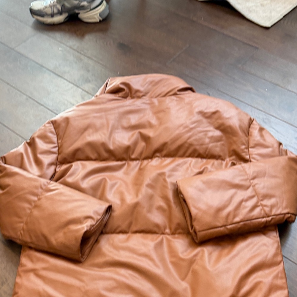 BAGATELLE Oversized Puffy Jacket in Brown Faux Leather Size Small C11-059 - Picture 8 of 8